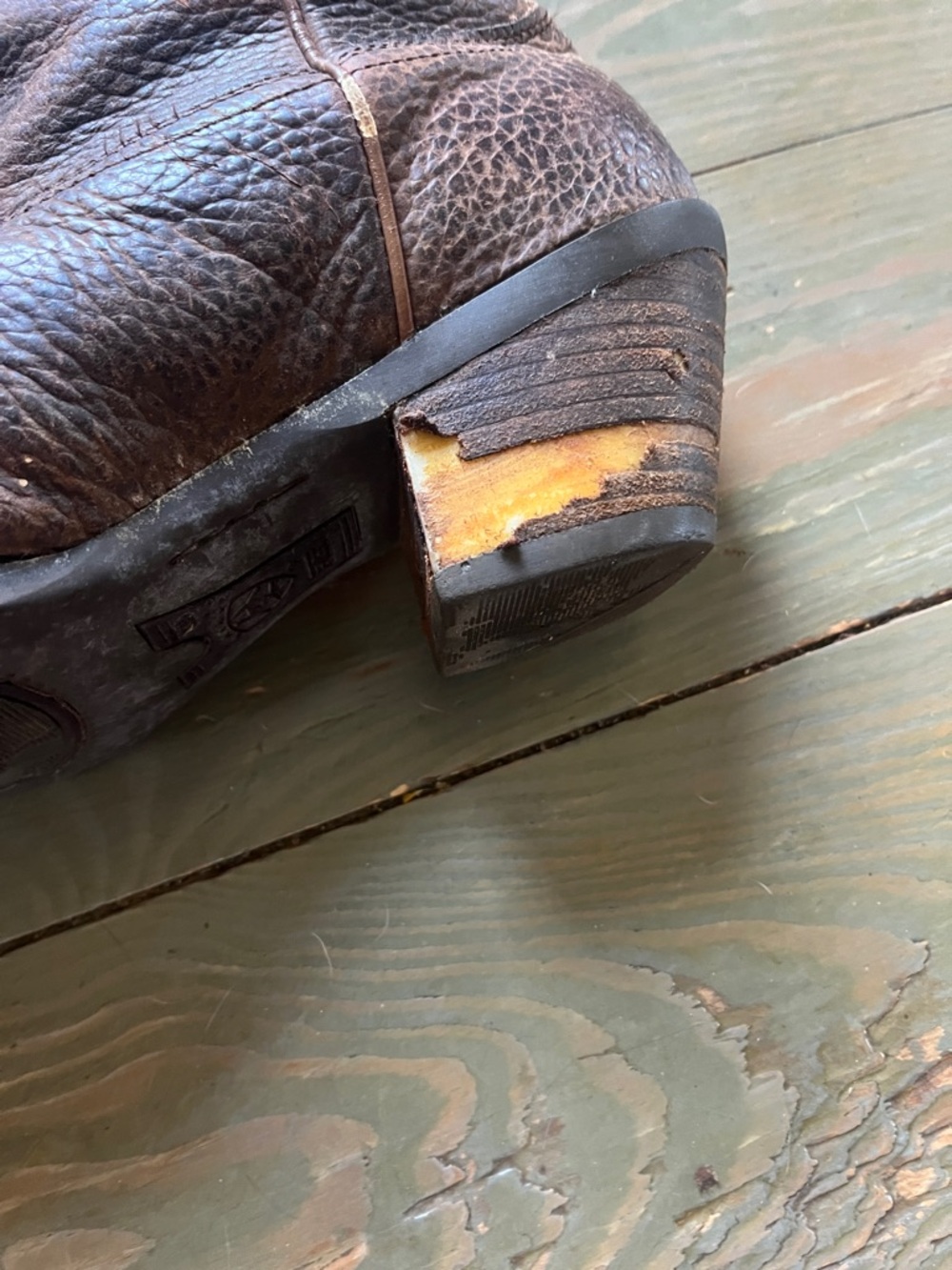 Ariat Dark Brown Studded Leather Heeled Cowboy Boots - Picture 3 of 9